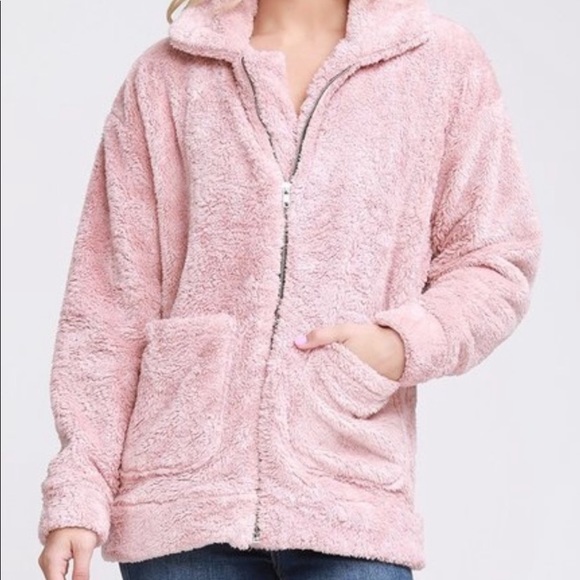 ❌LAST ONE❌ Super Soft and Cozy Blush Pink Sherpa Jacket Size Large AVAILABLE - Picture 5 of 8